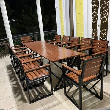 Bağ, çöl masa və oturacaq dəstləri: Bag heyet stol stlu cixdi satiwa toz boya ile kiraskalanir 4 neferik — 17