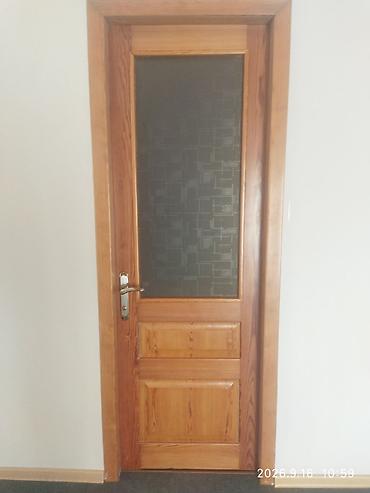 Taxta interyer qapısı – şüşəli model - Material: tam ağac (taxta