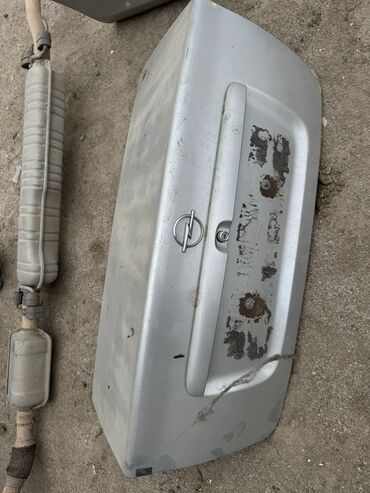 avtomobil ehtiyat hissələri magazasi: Gümüşü rəngdə olan Opel markalı avtomobilin baqaj qapısı. Qapıda açma