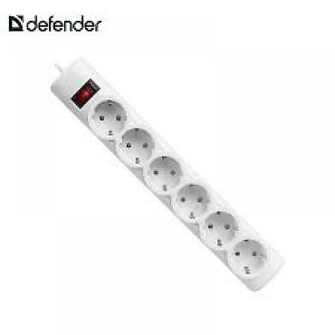 elektron defter: Defender Şəbəkə Süzgəci (Surge Protector) – 6 çıxışlı, 1.8 m kabel Ev — 1