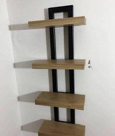 ugaone vitrine forma ideale: Zidna lux polica hrast masiv | izrada nameštaja po meri drvo&metal — 2