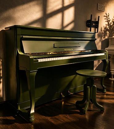 Pianolar: WEINBACH şaquli piano – zərif klassik dizayn, zeytun-yaşıl rəngdə — 1