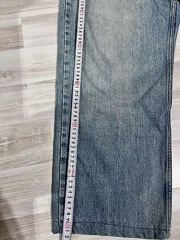 Kişi geyimləri: Geniş kəsimli mavi jeans şalvar - Material: qalın denim (pambıq — 2