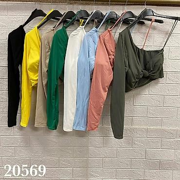 Topovi: Asimetrični ženski crop top sa čvorom - Dizajn: jedan dugi rukav + — 8