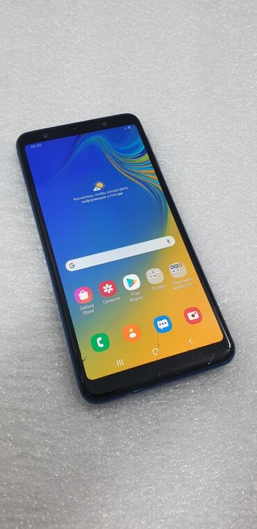 Samsung: Samsung Galaxy A7 2018, Б/у, 64 ГБ, цвет - Синий, 2 SIM