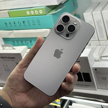 Apple iPhone: IPhone 15 Pro, Б/у, 256 ГБ, Natural Titanium, Защитное стекло, Чехол, 95 % — 1