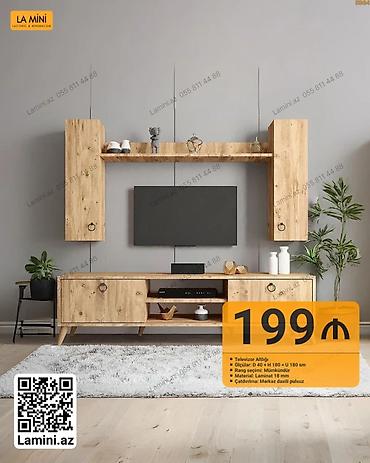 TV altlığı: Televizor altlığı və divar üstü rəflər dəsti - Ölçülər: Dərinlik 40 — 1