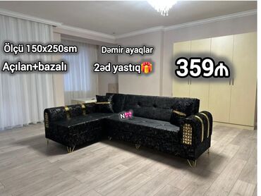 Sifarişlə çarpayılar: Künc divan, Qonaq otağı üçün, Bazalı, Açılan, Kitab