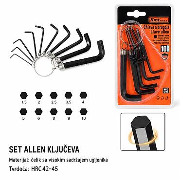 KMT Unutrašnji šestougaoni – set Allen ključeva 10 kom - Tip