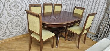 Masalar: Tecili taxtadan goz agacindan teze kimidi 7stul acilma stol 163uzunu