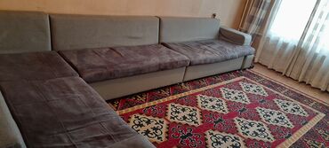 продам бу диван: Угловой диван, цвет - Серый, Б/у