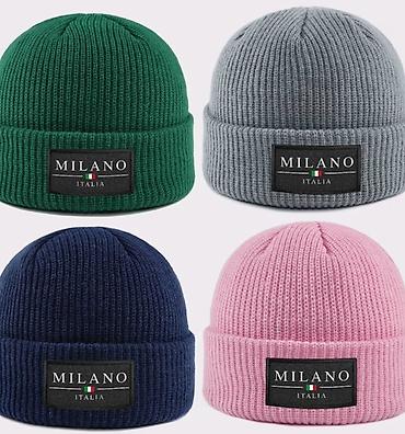 toxuma corablar: Milano Italia trikotaj papaq - Model: Beanie tipli, çevik rezin — 2
