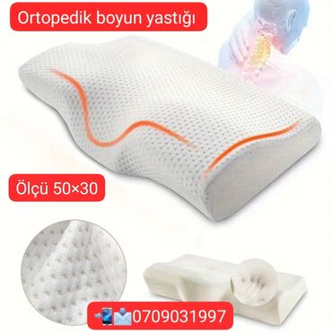 Tibbi geyim: Ortopedik boyun yastığı - Ölçü: 50×30 sm - Boyun və başın təbii