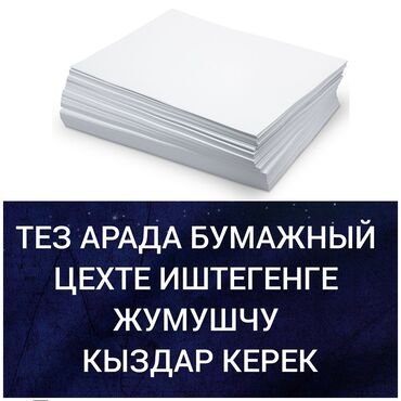 ������������������ �������� ���������� в Бишкек | Сетевой маркетинг: Тез арада бумажный цехте иштегенге жумушчу кыздар керек жашы 20-35