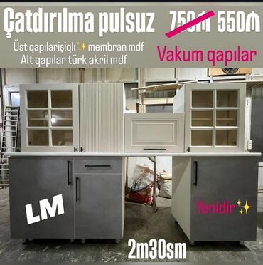 Mətbəx mebeli: Sifarişlə hazırlanmış müxtəlif ölçülü mətbəx mebelləri. Rəng və dizayn — 18