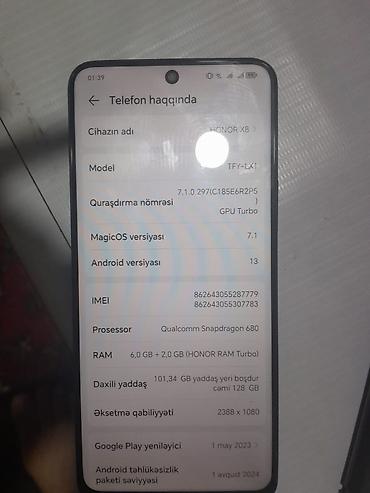 oppo x8: Honor X8, 128 GB, rəng - Qara — 1