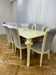 Mətbəx mebeli: Qonaq otağı üçün, İşlənmiş, Kvadrat masa, 6 stul