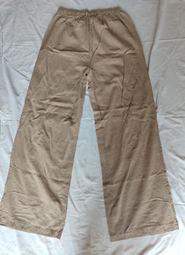 moxe: Ženske široke lanene pantalone bež boja. - Materijal lan. - Kroj — 2