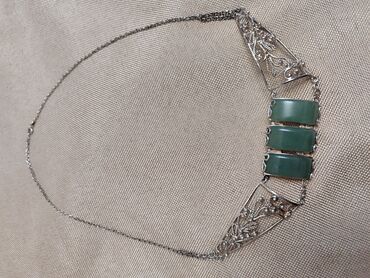 купить серебряный набор украшений: Комплект серебряный (925) камень Нефрит натуральный .сделано по