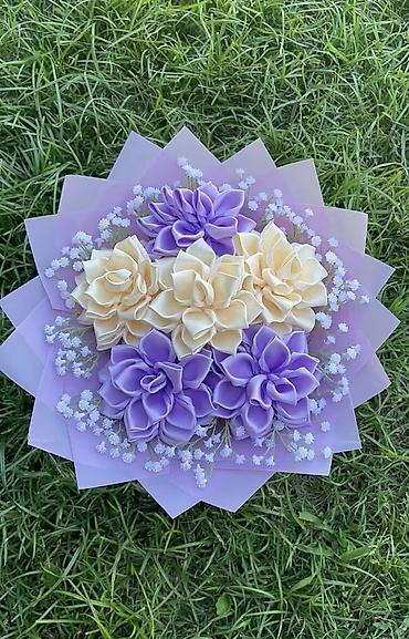 gul toxum satışı: Satınalma üçün əl işi süni gül buketləri - Material: atlas/saten — 1