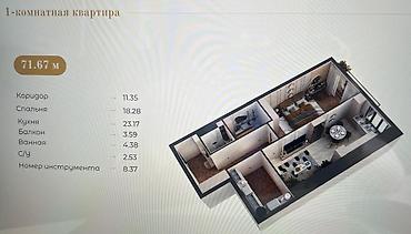 продаю квартира псо: 2 комнаты, 72 м², Элитка, 10 этаж, ПСО (под самоотделку) — 3
