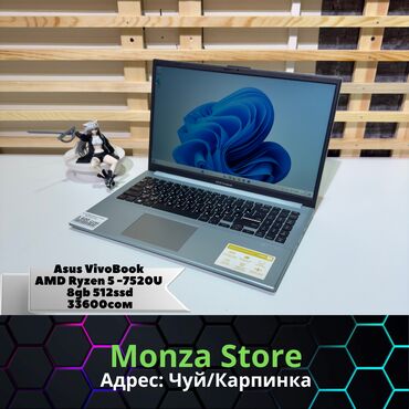 компьютеры и ноутбуки: Ноутбук, Asus, 8 ГБ ОЗУ, AMD Ryzen 5, 15.6 ", Б/у, память SSD