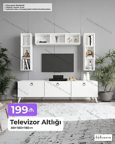 Televizor altlığı və divar rəf dəsti Ölçü: 40 × 180 × 180 sm