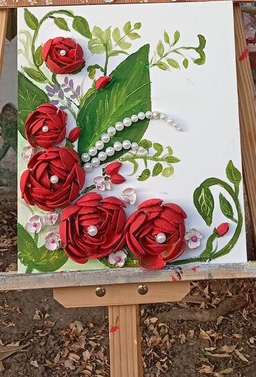 Şəkillər, tablolar: Əl işi 3D çiçək rəsm tabloları - Texnika: Akril boya və həcmi verən — 10