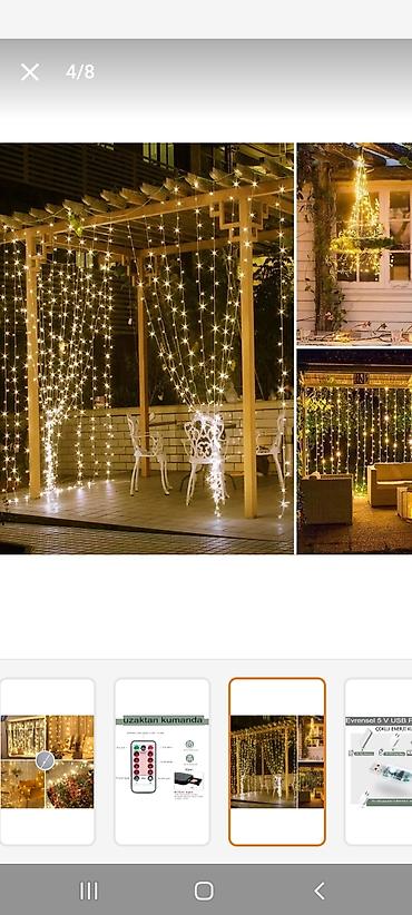 led лента: LED Mis Tel Pərdə İşıqları – 3x3 m, İsti Ağ Məhsul təsviri: - Ölçü: 3 — 1