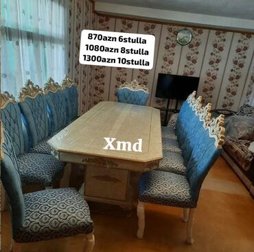 Masa və oturacaq dəstləri: Qonaq otağı üçün, Yeni, Açılmayan, Oval masa, 6 stul — 3