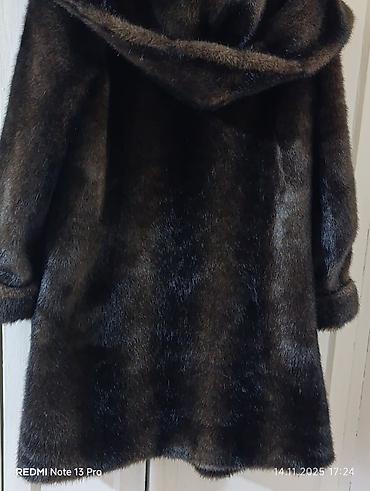 Шубы: Шуба, Норка, По колено, С капюшоном, 4XL — 3