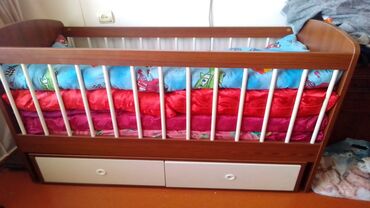 детские кроватки в баку satisi: Для девочки и мальчика, Колыбель, Б/у, С матрасом, С выдвижными ящиками