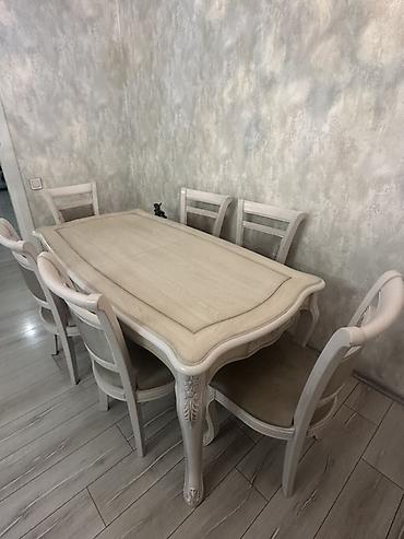 İşlənmiş, Açılan, Dördbucaq masa, 6 stul