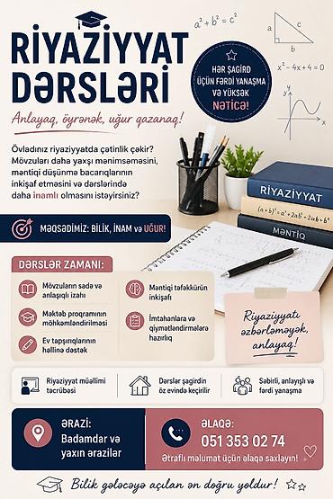 saz kursları: Repetitor, Riyaziyyat, Azərbaycan dili, İmtahanlara hazırlıq — 1