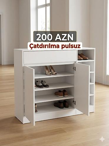 Шкафы: Ağ rəngdə çoxfunksiyalı ayaqqabılıq/dolab. - Geniş üst səth və iri — 1