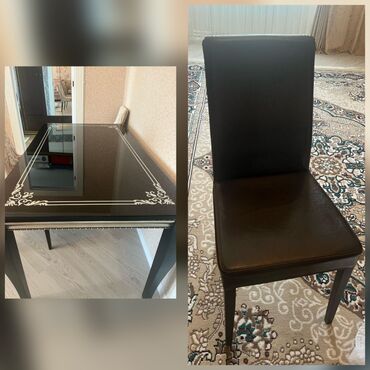 2 ci əl stol stullar: Qonaq otağı üçün, İşlənmiş, Dördbucaq masa, 6 stul