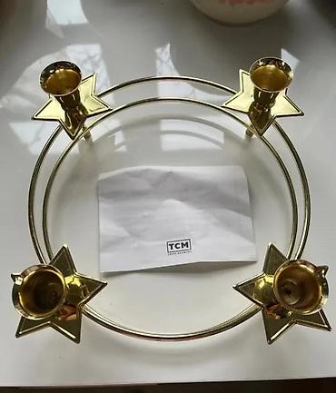 Sveće i svećnjaci: TCM svečani svećnjak/venac za advent – mesing, Ø oko 24 cm - Okrugli — 8