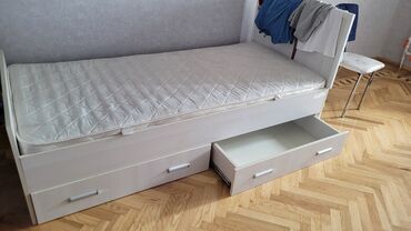 Təknəfərlik uşaq çarpayıları: Oğlan və qız üçün, İşlənmiş, Çarpayı, Bazalı, Matras ilə, Siyirməli
