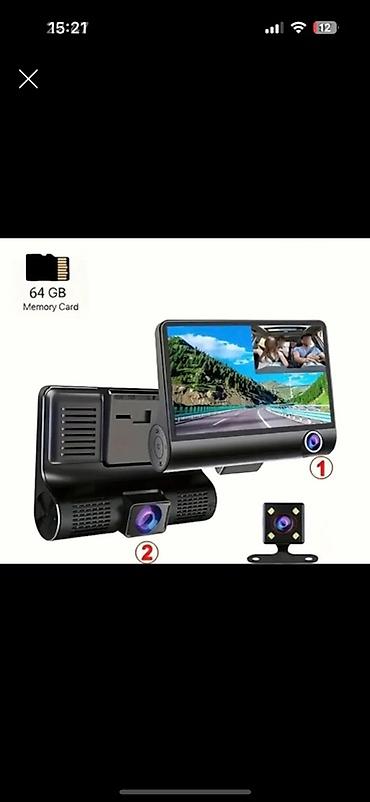 3 kameralı videoregistrator: Avtomobil üçün 3 kanallı videoregistrator dəsti Xüsusiyyətlər: - Ön — 2