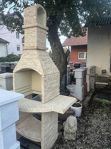 bacač diska: Vrtni roštilj/pečenjara od betona sa dimnjakom - Materijal: armirani — 1
