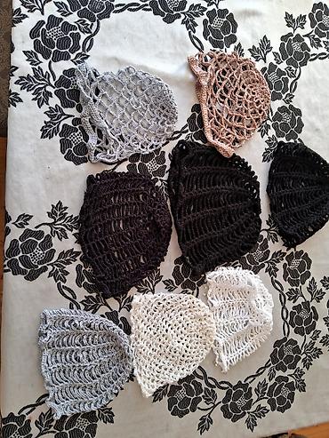 papaq milli: Əllə toxunmuş tor naxışlı örtüklər/şəbəkə papaqlar dəsti - Material — 1