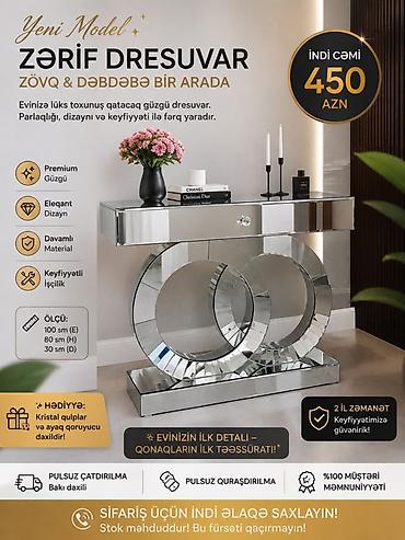 dresuar: Zərif güzgü mebelləri və divar saatı - Dresuar modelləri: • İki — 1