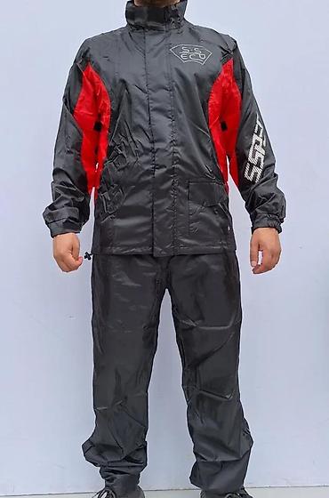 Ostali Kompleti, kombinezoni: Dvodelno kišno odelo u crno-crvenoj kombinaciji, dizajnirano za — 1