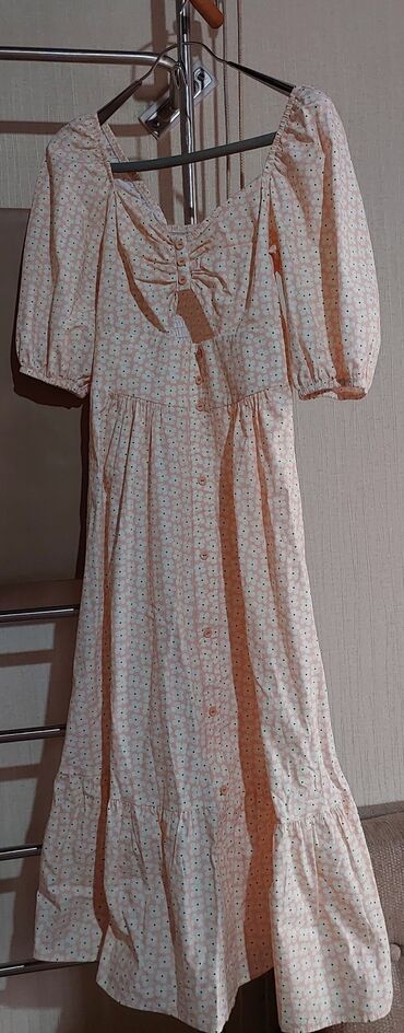 рубашка крестьянка: Повседневное платье, Осень-весна, Длинная модель, Крестьянка, S (EU 36)