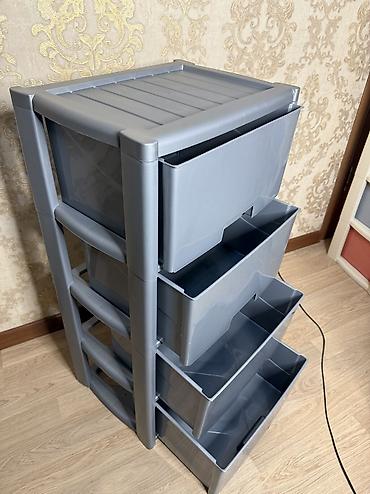 Комоды для одежды: Пластиковый комод с пятью выдвижными ящиками белого цвета и салатовым — 21