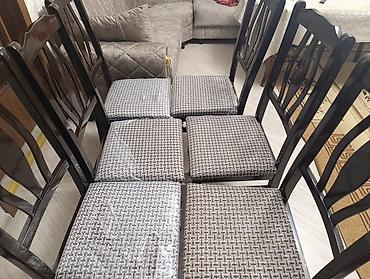 ofis oturacagi: Məhsul: 6 ədəd yemək otağı stulu dəsti - Material: Ağac karkas, tünd — 1