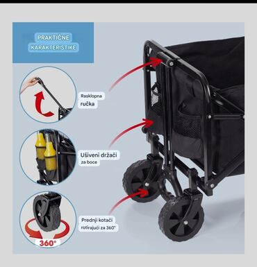 Baštenski alati i oprema: Praktična sklopiva baštenska kolica crne boje, idealna za prenošenje — 8