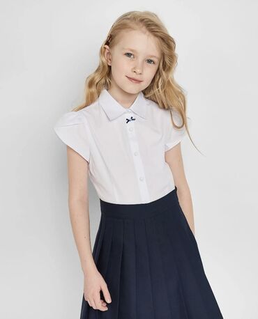 блузка рубашка: Школьная форма, цвет - Белый, Новый