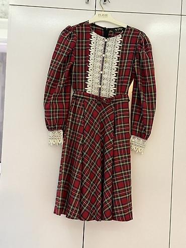 masin bezeyi: Qırmızı rəngli, klassik tartan naxışlı qadın donu - Model: uzunqol — 1