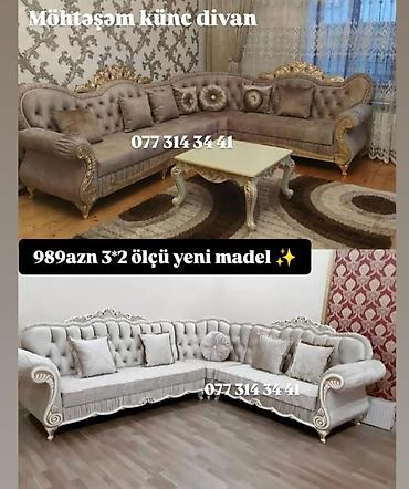 bar stoyka: Möhtəşəm künc divan – klassik barokko üslubunda - Ölçü: 3×2 m - — 1